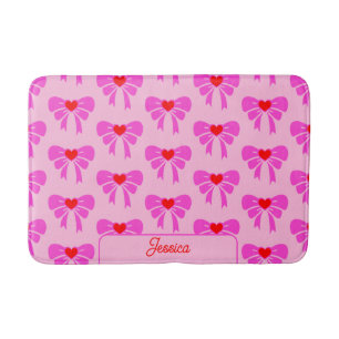 Coquette y2k Ribbon Mönster Rosa Preppy Namn Badrumsmatta