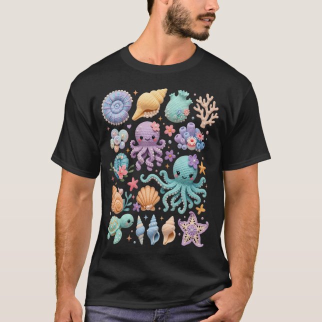 Coquettes Havsliv Kawaii Maneter Bläckfisk Strand T Shirt (Framsida)