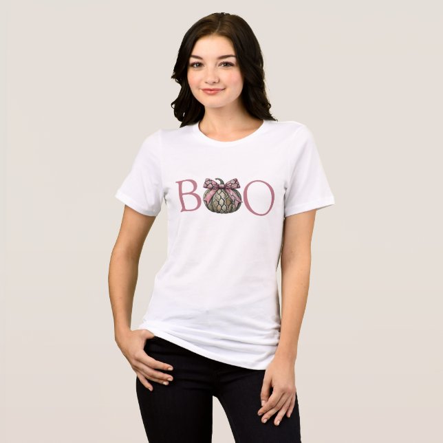 Coquettish Boo Halloween Snake Skin Pumpkin Rosa T Shirt (Framsida Full)