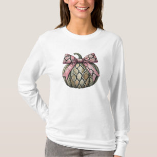 Coquettish Halloween Orake Skin Pumpkin Rosa Bow T Shirt