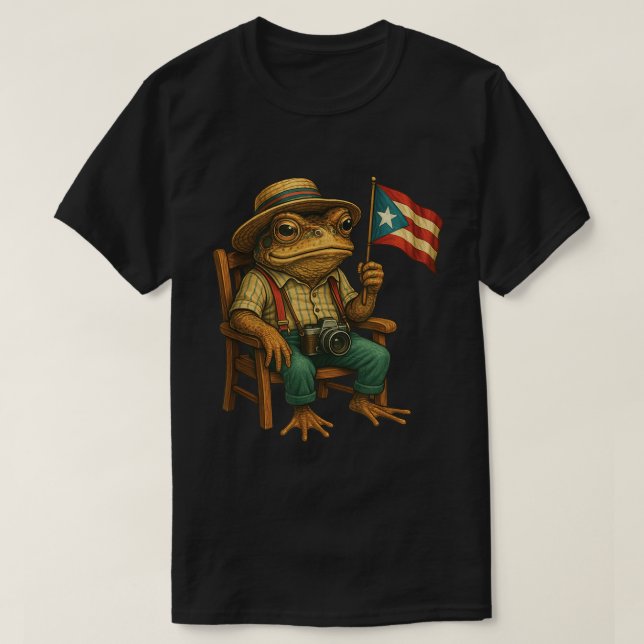 Coqui Frog Puerto Rico Flag Boricua Pride Shirt T (Design framsida)