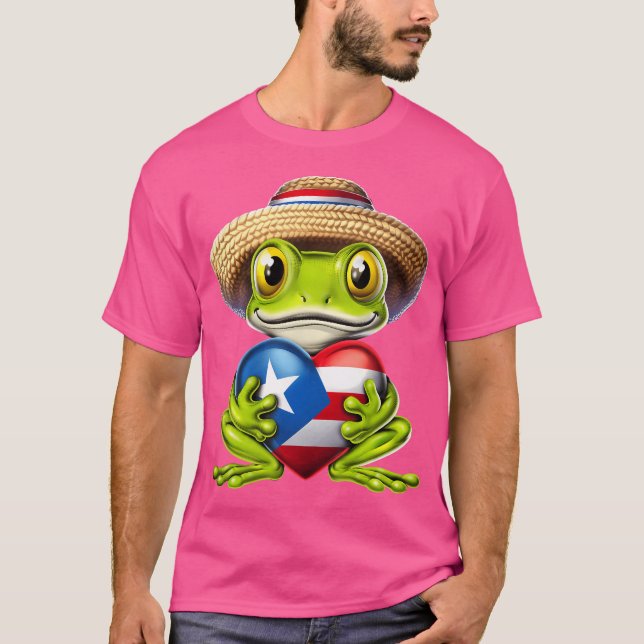Coqui Frog Puerto Rico Heart Puerto Rican Flagga T T Shirt (Framsida)