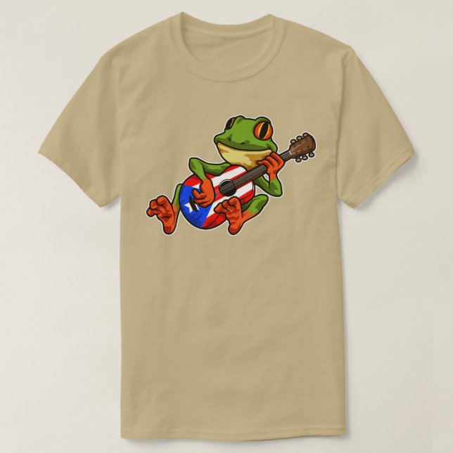 Coqui Frog Spela Guitar Boricua Animal T Shirt (Design framsida)