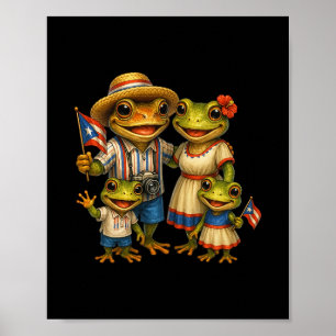 Coqui Groda Puerto Rico Boricua Familj Matchande L Poster