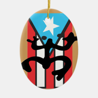 Coqui taíno sobre bandera de Puerto Rico Julgransprydnad Keramik
