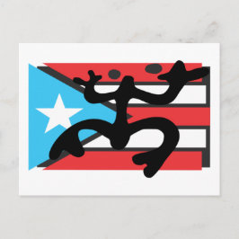 Coqui taíno sobre bandera de Puerto Rico Vykort