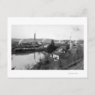 Coquille, OR Town View och Lumber Mills Vykort