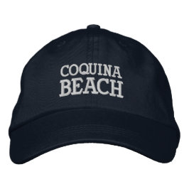 Coquina Beach Florida Embroidered Baseball Hat Broderad Keps