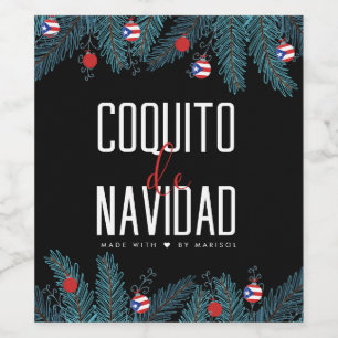 Coquito De Navidad Vinflaska Etikett