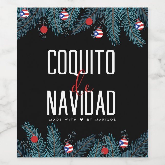 Coquito De Navidad Vinflaska Etikett (Singel etikett)