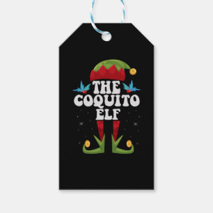 Coquito Elf-familjen för julmatchning Presentetikett