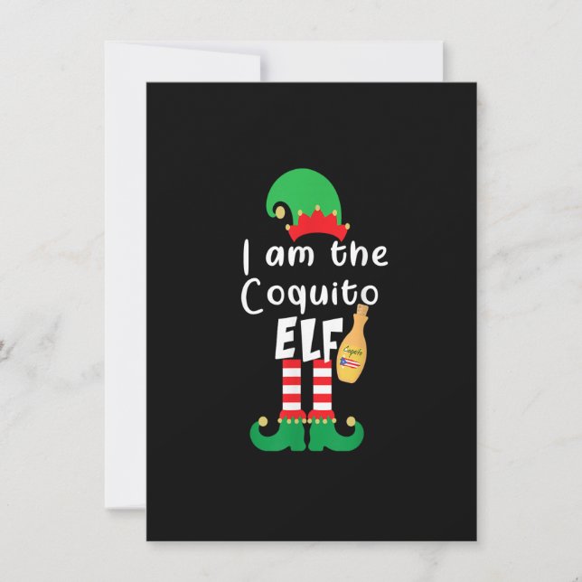 Coquito ELF Funny Puerto Rico Matching jul B Inbjudningar (Framsida)
