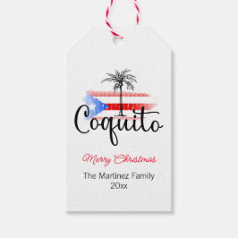 Coquito God jul Flagga Handflatan Träd Gift Märkre Presentetikett