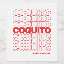 Coquito jul Feliz Navidad Vinflaska Etikett