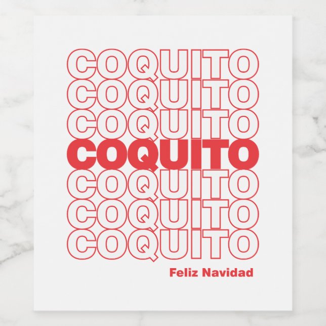 Coquito jul Feliz Navidad Vinflaska Etikett (Singel etikett)