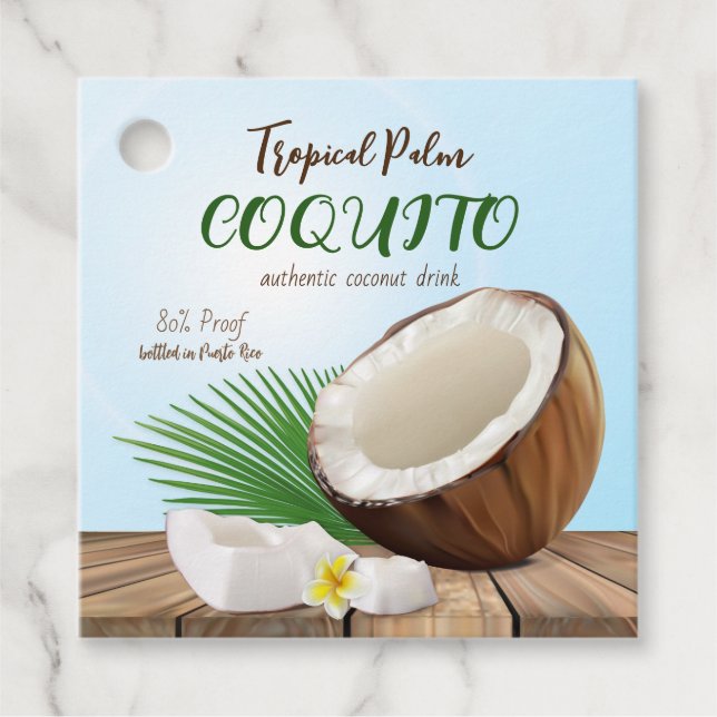 Coquito Kokos Tropisk Gåvor Etiketter (Framsida)