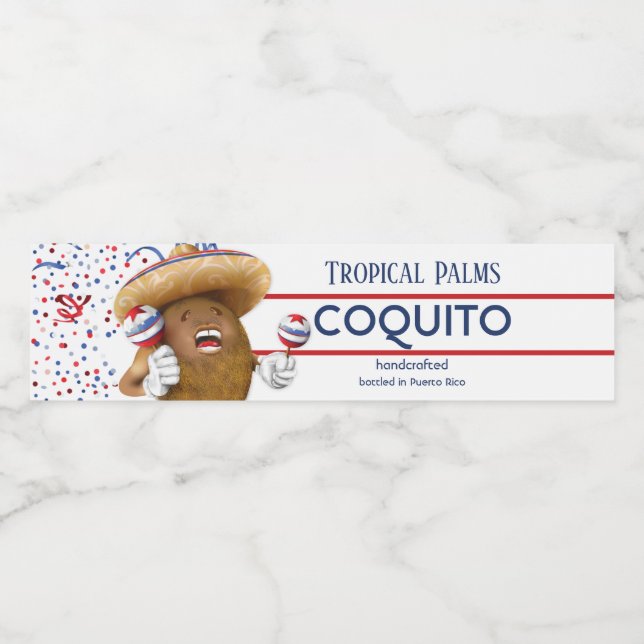 Coquito Kokosmaracas Vattenflaskor Etikett (Singel etikett)