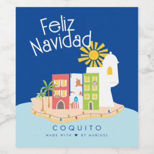 Coquito Old San Juan jul Vinflaska Etikett