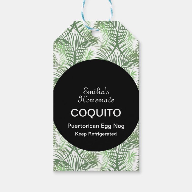 Coquito Recept Dryck Kokos Egg Nog Palm Presentetikett (Framsidan)
