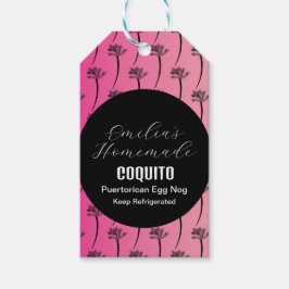Coquito Recept Dryck Kokos Egg Nog Palm Rosa Presentetikett