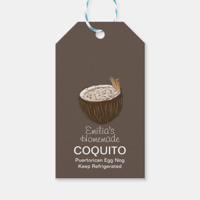 Coquito Recept Dryck Kokos Egg Nog  Presentkort Presentetikett (Framsidan)