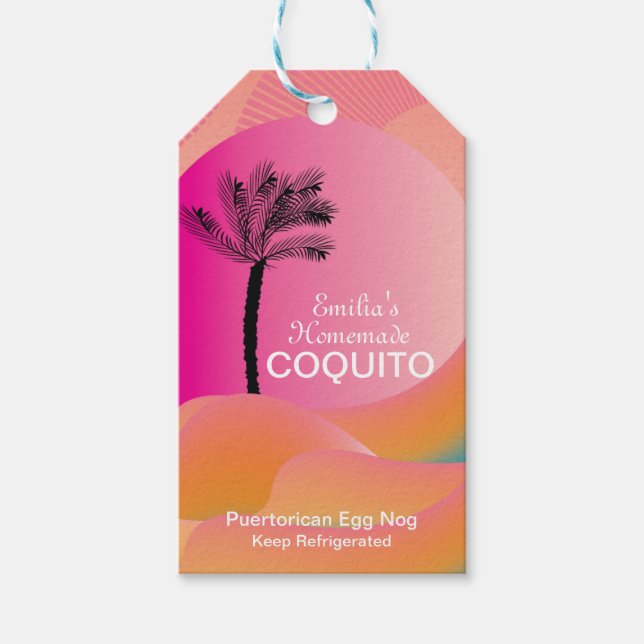 Coquito Recept Dryck Kokos Egg Nog Rosa  Presentetikett (Framsidan)