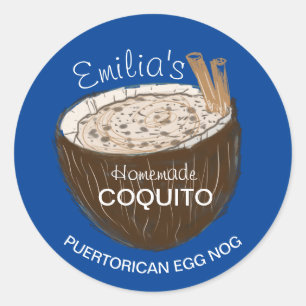 Coquito Recept Dryck Kokosskal Eggnog Runt Klistermärke