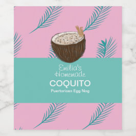 Coquito Recept Dryck Palmblad Kokosnöt Eggnog Wi Vinflaska Etikett