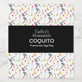 Coquito Recept Dryck Palmträd Modern Egg Nog Vinflaska Etikett