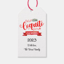 Coquito Red banner Feliz Navidad Round Sticker Presentetikett