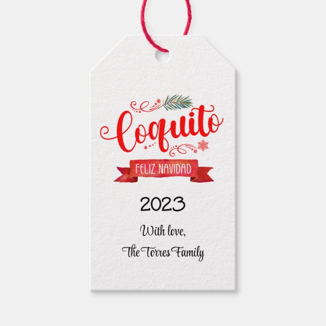 Coquito Red banner Feliz Navidad Round Sticker Presentetikett (Framsidan)
