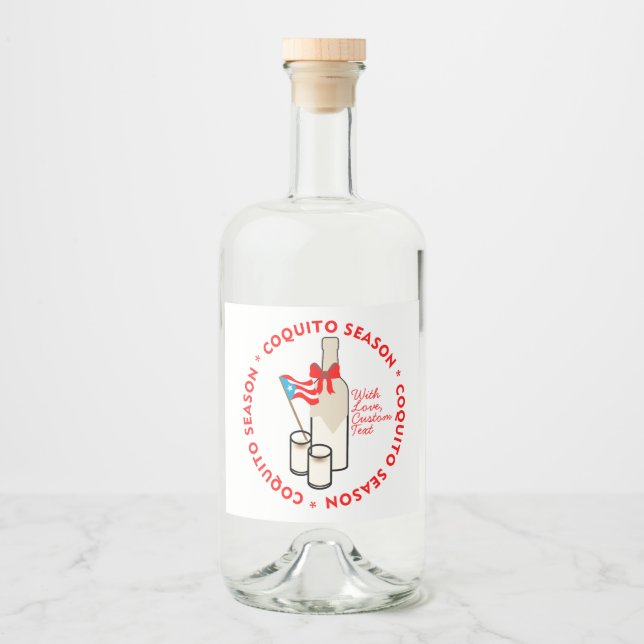 Coquito-säsong Spritflasketiketter Anpassad text Spritflaskor Etikett (Framsida)
