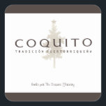 Coquito Tradicion Puertorriquena Fyrkantigt Klistermärke<br><div class="desc">Coquito Tradicion Puertorriquena-eleganten är utformad med projektion av projektionsytan guld Julgran,  brun personlig på vit bakgrund.</div>