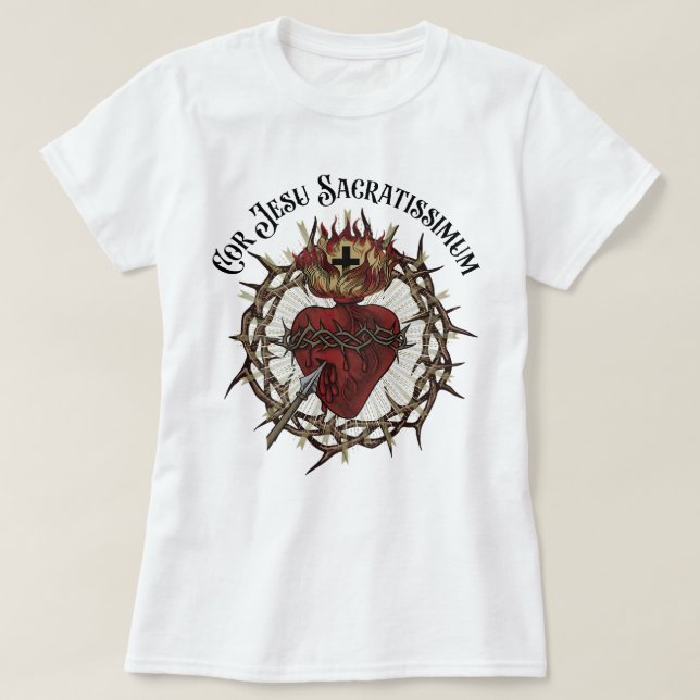 Cor Jesu Sacratissimum Helig Heart of Jesus T Shirt (Design framsida)