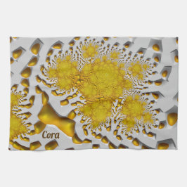 CORA ~ 3D Golden Lava ~ Fractal ~ ORIGINAL ~ Kökshandduk