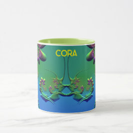 CORA ~ GLOSSY 3D Zany Blue Grönt Lila Mugg