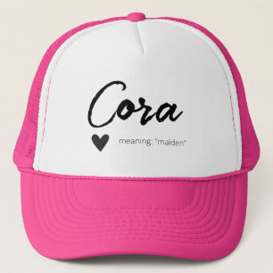 Cora Namn Reveal betyder minimal modern svart text Keps