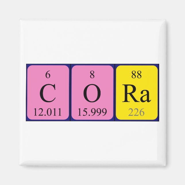 Cora periodiskt bord namn magnet (Framsidan)