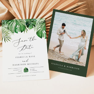 CORA Tropical Beach Handflatan Löv Photo Save Date Inbjudningar