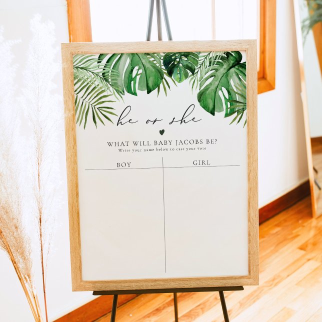 CORA Tropical Gender Reveal Gissa Voting Sign Poster (Skapare uppladdad)