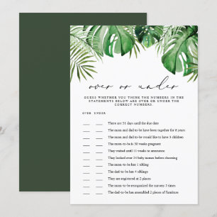 CORA Tropical over under Baby Shower Game Card Inbjudningar