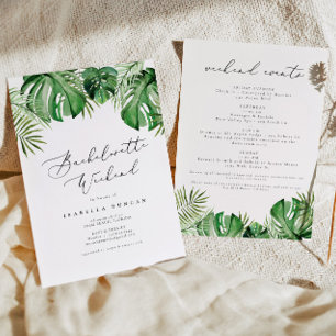 CORA Tropical Watercolor Handflatan Löv Bacheloret Inbjudningar