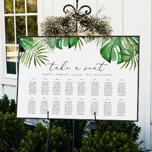 CORA Tropiskt Vattenfärg Palmblad Placeringsplan Poster