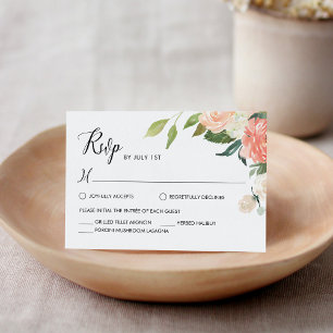 CORA Watercolor Peach Blommigt Bröllop OSA Card Inbjudningar