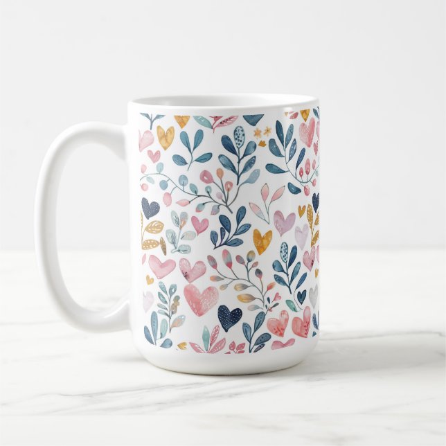Corações em aquarela kaffemugg (Vänster)