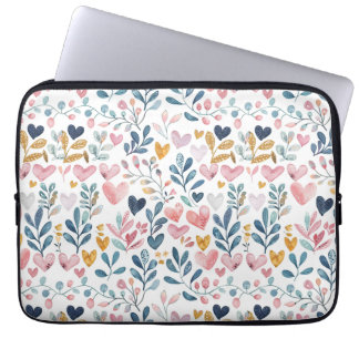 Corações em aquarela laptop fodral