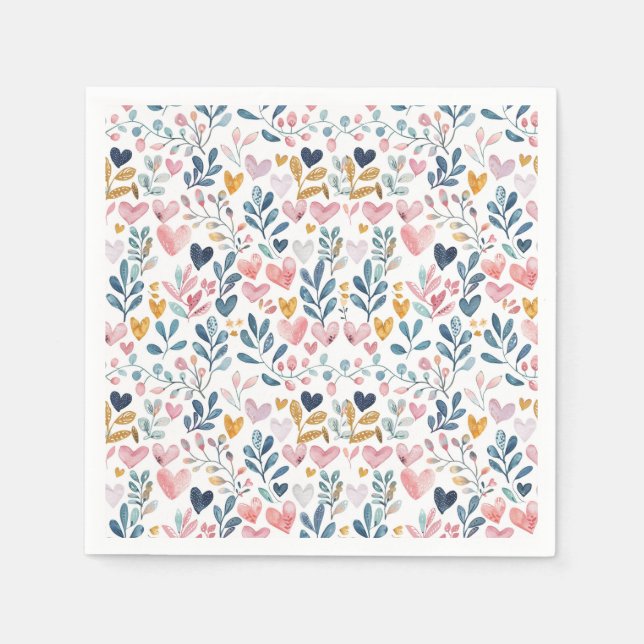 Corações em aquarela pappersservett (Framsidan)