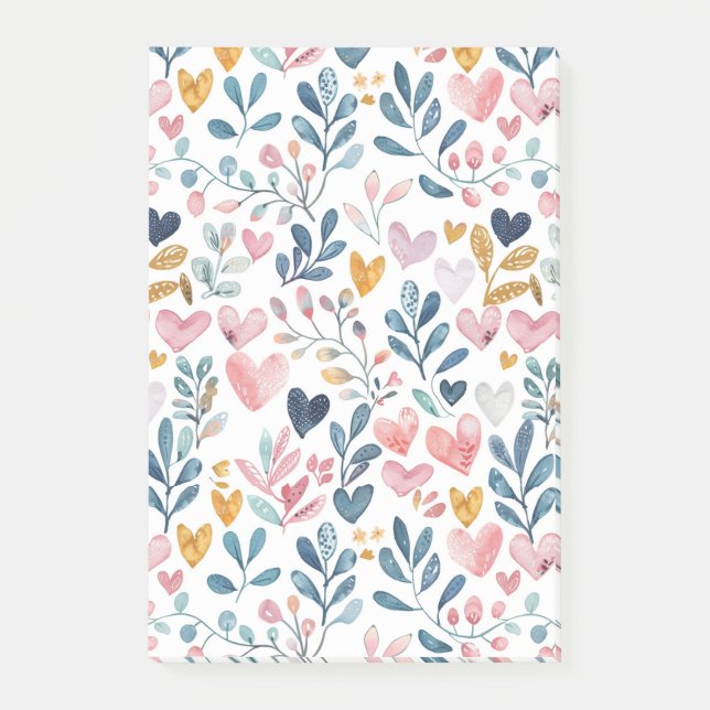 Corações em Aquarela Post-it Block (Framsida)