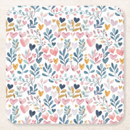 Corações em aquarela underlägg papper kvadrat