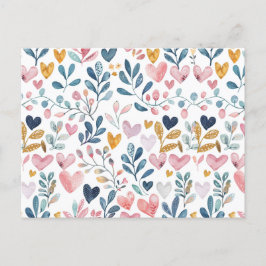 Corações em Aquarela Vykort